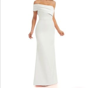 NWT Sexy Satin One Shoulder Side Slit Column Gown